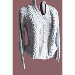 Vintage Aran Style Cable Knit Silk/ Cotton blend Hand Knit Sweater Wintersilks L